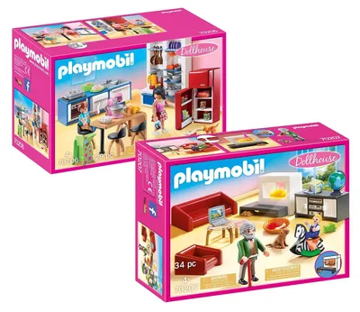 Produktbild von Möbelset für 70205 Dollhouse Puppenhaus oder 9266 Modernes Wohnhaus 70206 Küche + 70207 Wohnzimmer