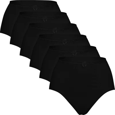 Produktbild von Celodoro Damen Taillenslip (6er Pack) Baumwoll-Slips Maxi Slips - Schwarz 40-42