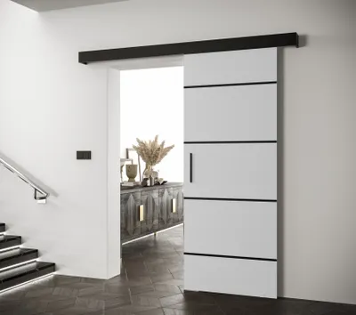 Obrázek produktu pro Posuvné dveře s černým úchytem SALOME 4 - 70 cm, bílé / černé
