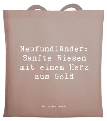 Produktbild von Mr. & Mrs. Panda Stoffbeutel Spruch Neufundländer Liebe - Braun Pastell - Geschenk, Familienhund, Eigenschaften, sanfte Riesen, Shopping Tasche, totebag, Tote Bag, Hund