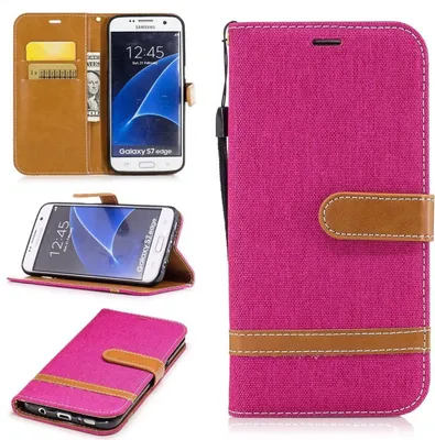 Produktbild von Tasche für Samsung Galaxy S7 Edge Jeans Cover Handy Schutz Hülle Case Pink