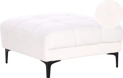 Obrázek produktu pro BELIANI Taburet bílý buklé čalounění 80 x 88 x 41 cm prošívaný podnožka stolička obývací pokoj