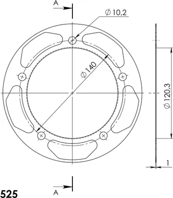 Produktbild von Edge-Disc Supersprox 525 - 42Z (silber) ACD-1792:42-SLV|ID 120,0 LK 140,0 5-Loch
