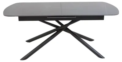 Image de Table à manger Vector, table de cuisine Ceramic, largeurs au choix, noir marbré mat, noir mat, à rallonges