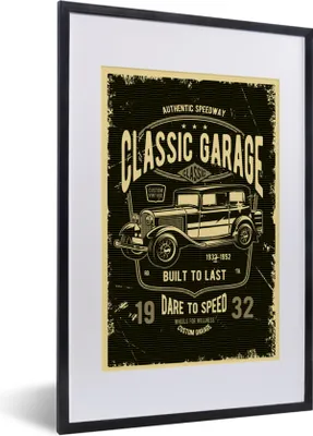 Produktbild von MuchoWow® MuchoWow® Gerahmtes Poster Mancave - Auto - Retro - Garage 40x60 cm - Poster mit zchwarzem Bilderrahmen - Poster in Rahmen