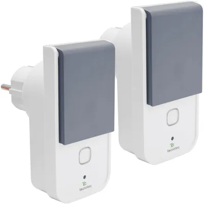 Produktbild von 2er-Set Smarte WLAN Outdoor Steckdose IP44 - Wetterfeste Aussensteckdose mit Stromzähler, App & Timer - Kompatibel mit Alexa & Google Home für Ihren G