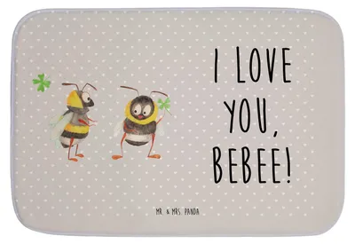 Produktbild von Mr. & Mrs. Panda Badezimmerteppich Bienen Paar - Grau Pastell - Geschenk, Jahrestag, Badläufer, Valentinstag, Schildkröten, Freundin, Badvorleger, Badteppich, Badematte
