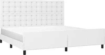 Image de vidaXL Cadre de lit avec tête de lit blanc 200x200 cm similicuir