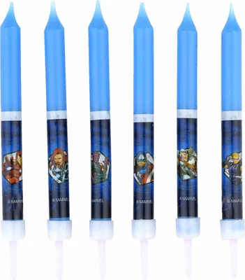Produktbild von Geburtstagskerzen mit Avengers Motiv, 8 Kerzen, 9cm, Tortendeko