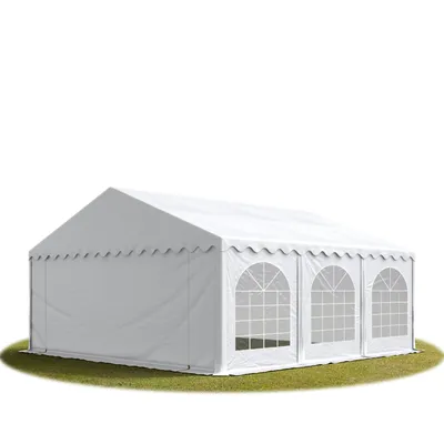 Immagine prodotto di 5x10m tenda capannone, altezza 3,6m porta a cerniera, PVC 850, grigio, con statica (sottofondo in cemento)