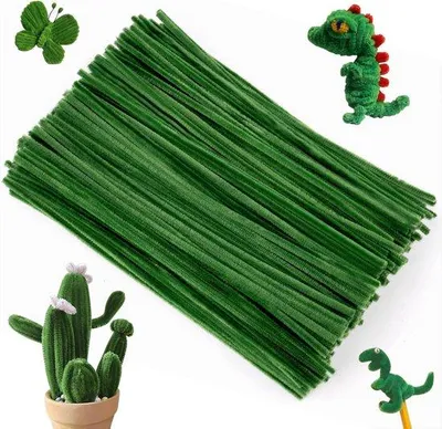 Productafbeelding van 200 groene chenillestiften voor knutselen, 30 cm, pluizige stiften, geschikt voor doe-het-zelf kunst, handwerk, kerstboomdecoraties, creatief, handgemaakt, doe-het-zelf projecten.