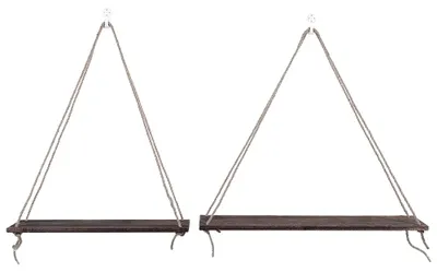 Produktbild von 2 Stück Wandregal aus Holz, Schlingenseil, zum Aufhängen, für Pflanzen, Blumentopf, Regale, Heimdekoration, antik