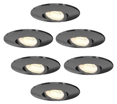 Produktbild von Ledvion 6er set LED Einbaustrahler Schwarz 6W CCT Neutralweiss IP65