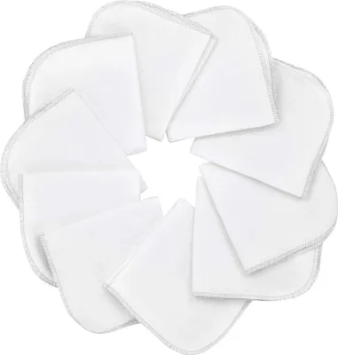 Produktbild von Mias 10 Baby-Waschlappen weiß aus Molton Flanell – 100% Baumwolle, mit Schlaufe, schadstofffrei/Baby-Tücher/Kosmetik-Tücher/Allzwecktücher