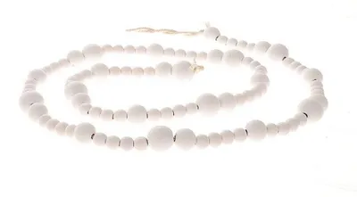 Productafbeelding van HBX natuurlijke woonketting van hout, decoratief, wit, 165 cm, met kralen