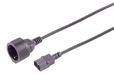 Zdjęcie produktu dla Adapter kablowy IEC C14, złączka CEE 7/3, przewód o przekroju 1 mm², do zasilaczy UPS, długość 0,2 m