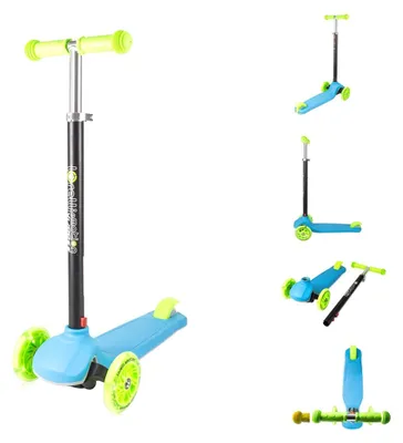 Produktbild von Lorelli Kinderroller Yuppee, 3 PolyurethanRäder mit Licht, höhenverstellbar, Bremse hellblau