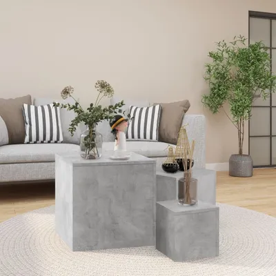 Produktbild von vidaXL Beistelltische 3-tlg. Betongrau Holzwerkstoff
