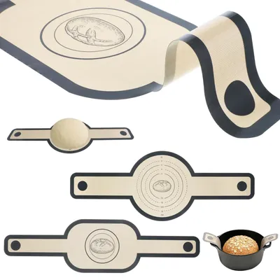 Image de Tapis de cuisson en silicone pour pain et pâte, avec longues poignées