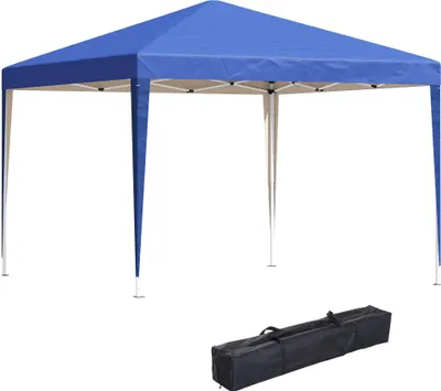 Image de Outsunny Tonnelle de jardin extérieur 3x3m Tonnelle pliante Pop up Tente Pliable Barnum de Jardin Pliant Anti-UV + Sac de Transport Acier Oxford Bleu