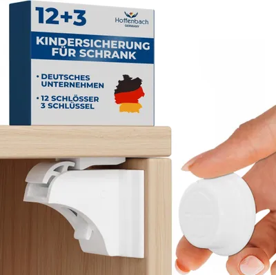 Immagine prodotto di Serratura di sicurezza magnetica per bambini, da installare senza forare, con 12 serrature e 3 chiavi, colore bianco