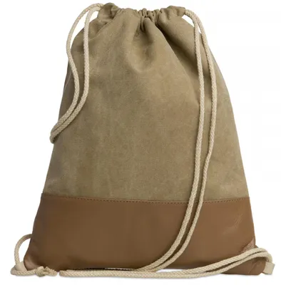 Produktbild von Caspar Echt Leder Beutel uni Baumwoll Canvas Turnbeutel im Vintage Retro Style - SIGNATURE LINE - Modell No.714 -  Italy