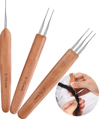 Produktbild von 3 Stück 0,75 mm Dreadlock Häkelnadel Bambus Nadel Weben Häkeln