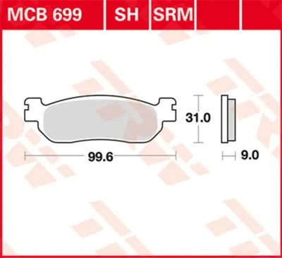Produktbild von TRW Bremsbelagsatz MCB699SH Jupiter 125 JC Skyliner 250 SG02 X-Max 400 SH11