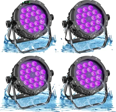 Zdjęcie produktu dla Oświetlenie sceniczne Par Light, 18 diod LED, wodoodporność IP67, oświetlenie 4PCS, wtyczka EU