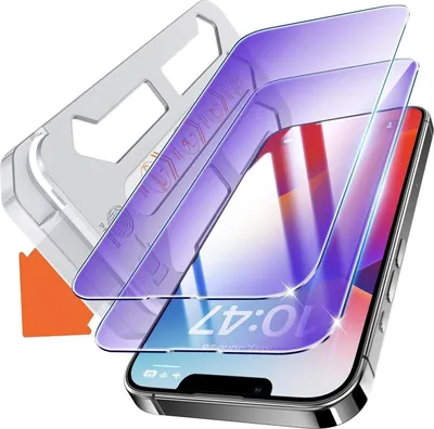 Image de Verre blindé iPhone 13 Pro Max 14 Plus Film de protection anti-lumière bleue 9H+ 2 pièces