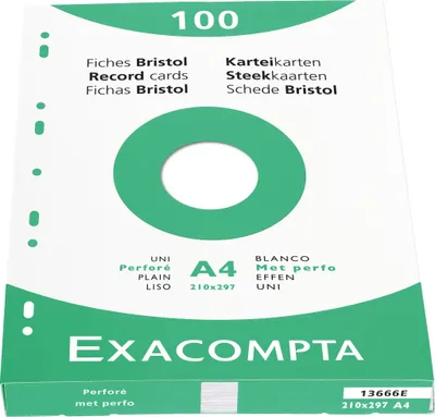 Produktbild von Exacompta Karteikarten 210x297 bln perf ws 100S - Weiß - 13666E