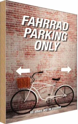 Produktbild von vianmo Holzschild 18x12 cm Fahrrad parking only all others Parkplatzschild