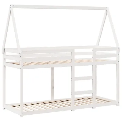 Obrázok produktu pre Poschodová posteľ so strechou biela 80x200 cm borovicový masív