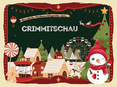 Produktbild von vianmo Holzschild 30x40 cm Weihnachtsgrüße aus CRIMMITSCHAU Weihnachten
