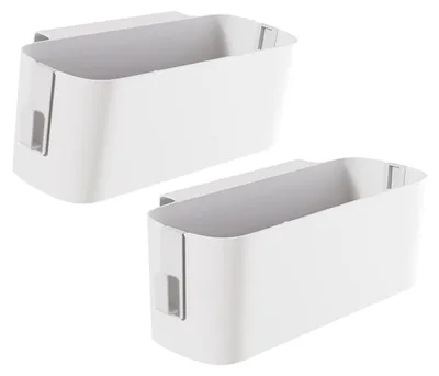 Weiße Bett-Organizer 2er-Pack mit Haken, Nachttisch-Caddy