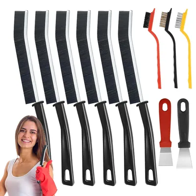 11-teiliges Fugenreinigungsbürsten-Set, harte Borsten, 23 cm