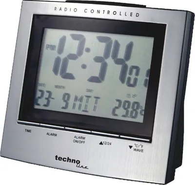 Zdjęcie produktu dla Radiobudzik Technoline WT280 z wyświetlaczem daty, wyświetlaczem temperatury wewnętrznej, zegarem sterowanym radiowo z opcją ustawień ręcznych, podświ