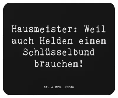Produktbild von Mr. & Mrs. Panda Mauspad Spruch Hausmeister Held - Schwarz - Geschenk, mousematte, Berufe, Winterdienst, Aufmerksamkeit, Mouse Pad, Werkzeug, Mousepad, Geschenkidee, pc