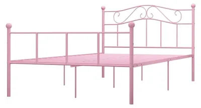 Produktbild von Bettgestell Bett Metallbett Schlafzimmerbett Doppelbett Bettrahmen Schlafzimmermöbel Ehebett Lattenrost Rosa Metall 160x200cm