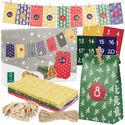 Produktbild von Adventskalender Zum Befüllen 2022 Adventskalender Zum Selbstbefüllen - Bunt (24 Motive)