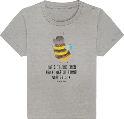 Produktbild von Mr. & Mrs. Panda Babyshirt Hummel flauschig 6. - 12. Monat - Heather Grey - Geschenk, Blume, Kleinkind T-Shirt, Lustige Sprüche, Biene,  Baby, Jerseyshirt, Natur