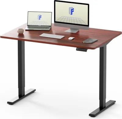 Produktbild von FLEXISPOT Elektrisch höhenverstellbarer Schreibtisch 120x80cm 100KG Tragkraft, Doppelmotor, 4 Memory Funktion, 25mm Einteilige Tischplatte(Mahagoni)