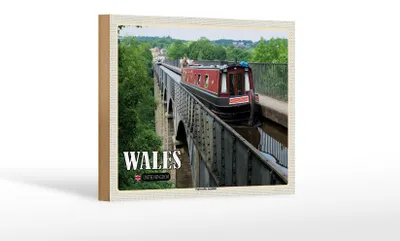 Produktbild von Holzschild Reise 18x12 cm Wales United Kingdom Pontcysyllte Aquädukt