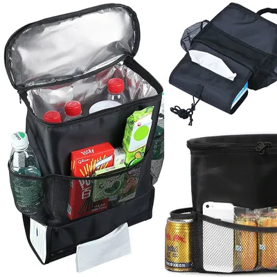 Immagine prodotto di Protezione dello schienale del sedile posteriore dell'auto con tasca termica, organizzatore con 3 tasche a rete e scomparto per tablet, multifunzionale e robusto per bambini e viaggi Retoo
