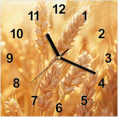 Produktbild von Wanduhr aus Glas mit Motiv Weizenfelder- 30 x 30 cm - inkl. Aufhängesystem