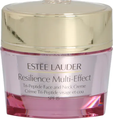 Produktbild von Estée Lauder Resilience Multi-Effect Tri-Peptide Face and Neck Creme SPF15, Tagescreme, Frauen, Mischhaut, trockene Haut, normale Haut, Gesicht, Hals/Nacken, Anti-Aging, Anti-Falten, Kräftigend, Feuchtigkeitsspendend, Nährend, Aufpolsterung, Glanz,..., 50 ml