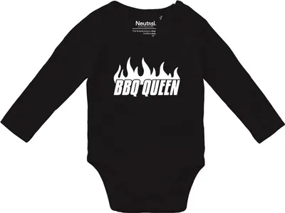 Produktbild von Huuraa Baby Body BBQ Queen Flammen 74 Black  Baumwolle Fairtrade Langarmbody Geschenkidee