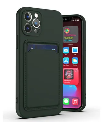 Produktbild von Hülle für iPhone 14 15 mit Silikonkartenhalter Grün