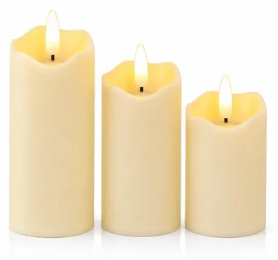 Obrázek produktu pro Sada tří LED svíček s blikajícími plameny, o výškách 9, 11 a 13 cm