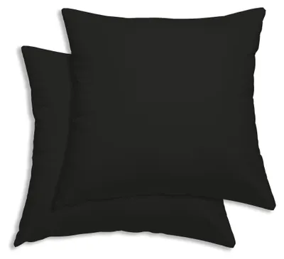 Produktbild von 2er Set Kissenbezug Kissenhülle Kopfkissenbezug Hüllen Uni Renforce Baumwolle, Farbe:schwarz, Größe:80x80 cm